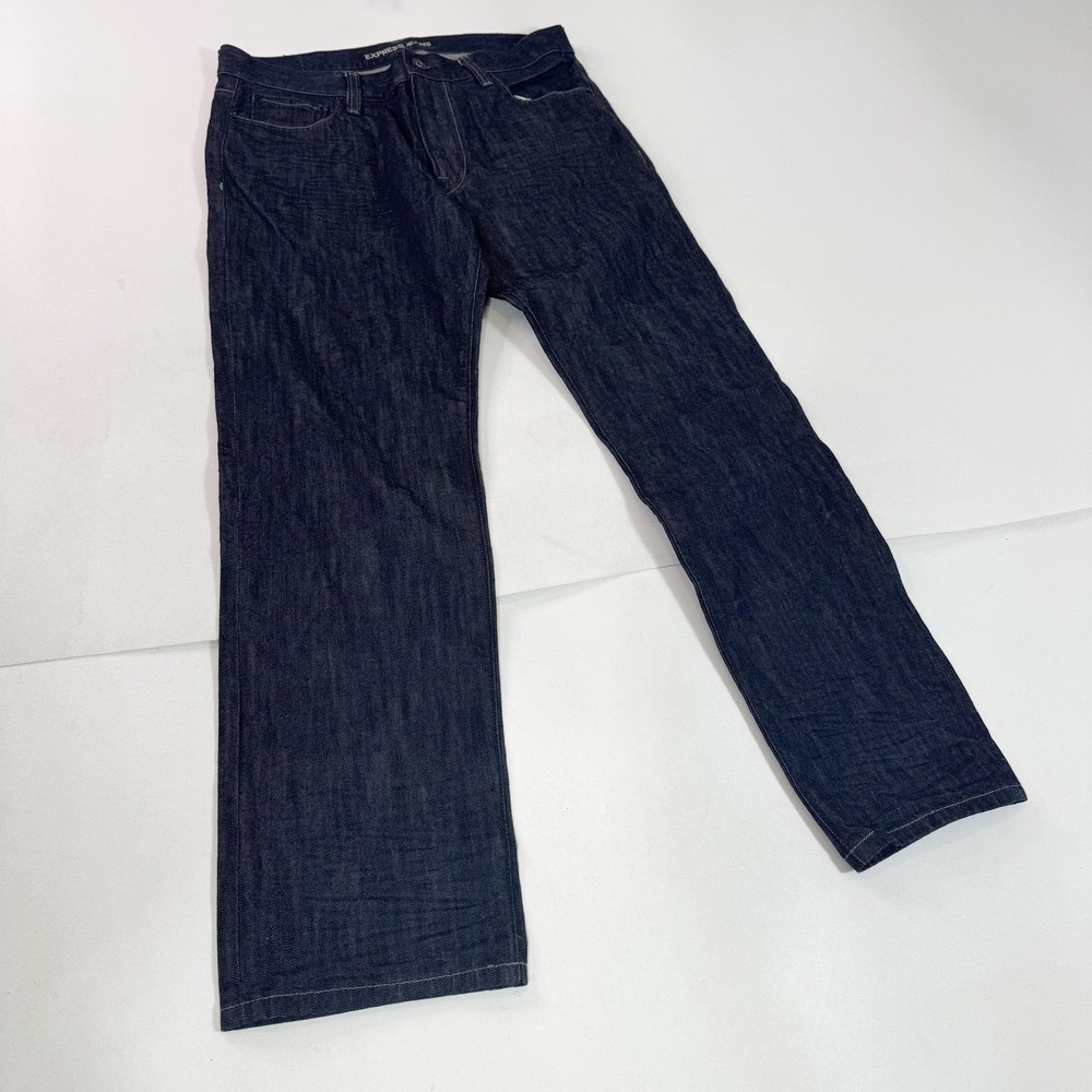 Express Jeans Mens 34x32 Blue Denim Straight Leg Dark Wash‎ Casual Pants